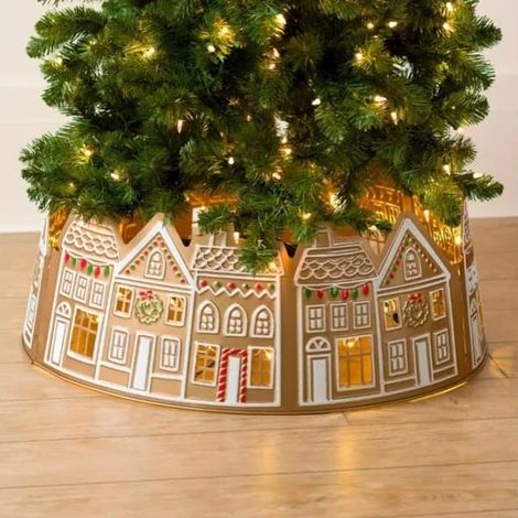 Jupe de sapin de Noël / Support de sapin de Noël - Décoration de Noël LED pour la maison et la maison en pain d'épice - FX (1/5)