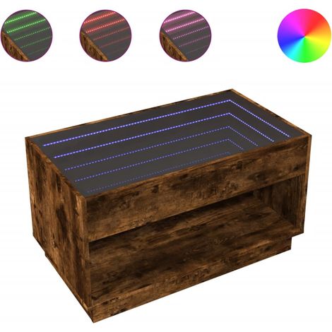 Maison Exclusive - Couchtisch mit Infinity-LED Räuchereiche 90x50