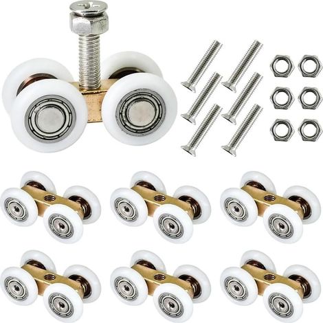 Set Schiebetürrollen mit Schrauben aus Kupfer und Nylon 20