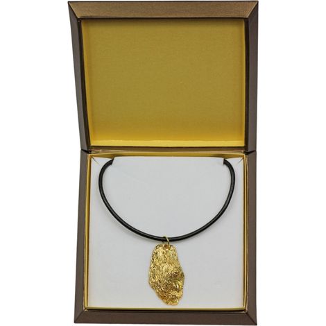 Pastore francese Briard, Berger de Brie I - collana con ciondolo per cani in confezione regalo, placcata in oro per un amante dei cani, gioiello di grande effetto di Art-Dog (1/5)