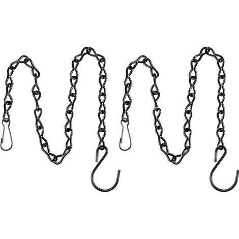Elkuaie Chaînes de suspension - Blumentopfkette - Crochets réglables + Forte capacité de charge - 2 pièces - Accessoires de jardin noirs (1/5)