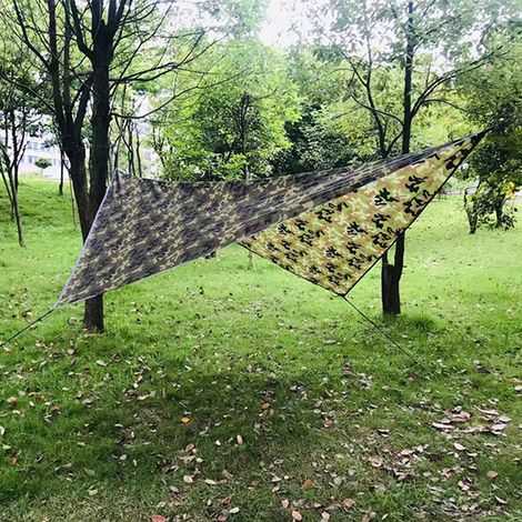 Auvent de camouflage extérieur tapis de plage de camping multifonctionnel tente de parasol imperméable auvent de protection solaire (losange 360 290cm) 1 pièce, couleur camouflage (1/4)
