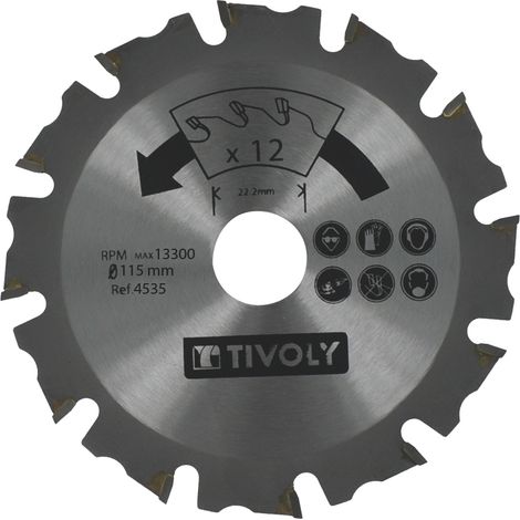 Tivoly • 1 Lama per Sega D125mm Foro 22,22mm 12 Denti in Metallo Duro per Smerigliatrice per tagliare tutti i tipi di legno (1/3)
