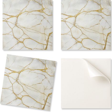 Baldosas de vinilo autoadhesivas con estampado de m谩rmol elegante con vetas, 20x20x20 cm.