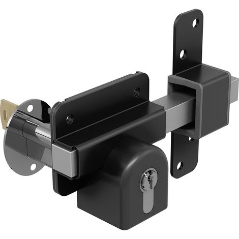 Serrure de portail à longue portée avec clé Euro des deux côtés pour abris de jardin, portails et portes de garage, en acier inoxydable 316, pour portails en bois et portes jusqu'à 50 (1/5)