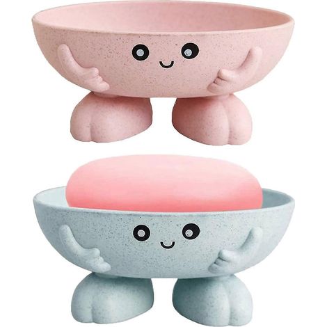 Lot de 2 boîtes à savon en paille de blé, porte-savon 3D créatif pour la salle de bain, plateau à savon pour WC, porte-savon (1/5)