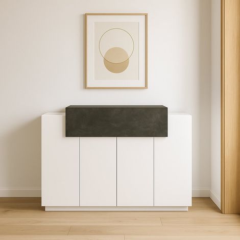 Scarpiera - 4 Ripiani 7 Vani, Bianco Lucido, -, 120x45x86h cm Tupiza