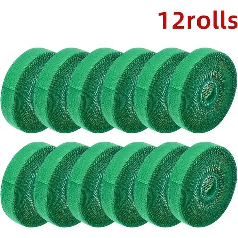 Lot de 12 tuteurs adhésifs pour plantes, sangles de jardin réglables de 100 cm, vert (1/5)