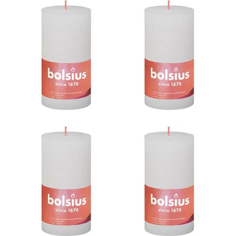 Bougies pilier rustiques Shine 4 pcs 130x68 mm Blanc nuageux Bolsius (1/2)
