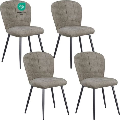 Chaises de Salle à Manger - WAFTING - Design Coquille - Revêtement Chenille - Pieds Métal - Lot de 4 (1/5)