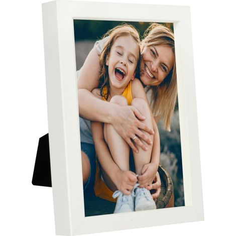 Cornice portafoto 10x15 cm, da appoggio o da appendere, in MDF bianco, BD art.