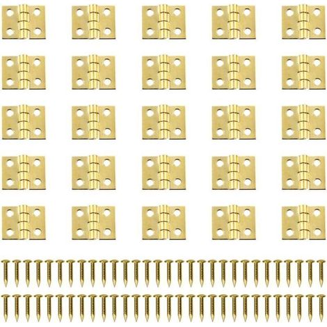 Ahlsen – Lot de 100 mini charnières en laiton 8x10mm – Pour petits projets de menuiserie – Vis incluses – Charge maximale 10kg (1/5)