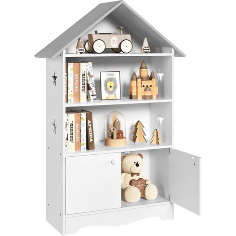 WOLTU Librería Infantil para Niños con 3 Estanterías Abiertos Librero Infantil para Habitación Organizador Multiusos Estante de Libreria para Dormitorio Blanca (1/5)