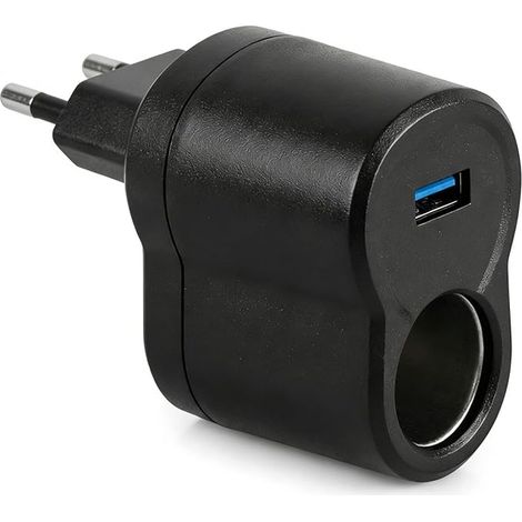 Transformateur 220V 12V Allume Cigare, Adaptateur Prise Secteur avec USB, Convertisseur pour Appareils Auto, GPS, Dashcam (1/4)