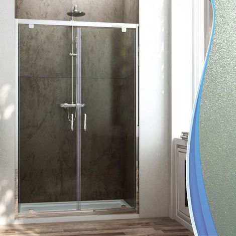 Porta Parete Doccia 120 cm 2 Ante Battenti in Cristallo Opaco 6mm H185 Fosterberg Koge (1/5)