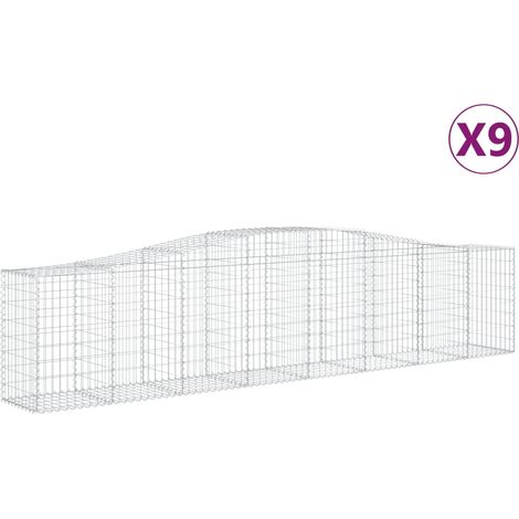 Paniers à gabions arqués 9 pcs  Mur en gabion 400x50x80/100 cm Fer galvanisé