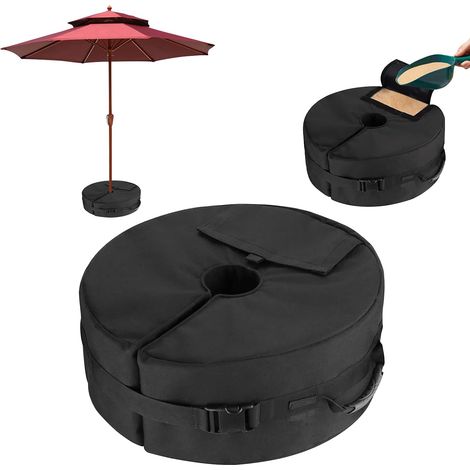 Sac de lestage pour pied de parasol, sac de lestage rond amovible de 45 cm pour parasol de plage ou de terrasse, sac de lestage robuste pour pied de parasol de jardin ou support de parasol. (1/5)