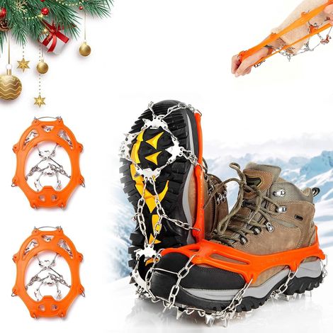 19 Spikes Eissteigeisen, rutschfeste Steigeisen für Schuhe und Stiefel, Stahlspitzen für optimale Leistung beim Wandern, 41-45