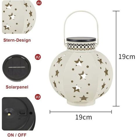 Lanterne Solaire - Métal Inoxydable - 600 MAh - 8 À 10 H Autonomie - Extérieur Jardin Patio Terrasse - 1 Pièce (1/4)