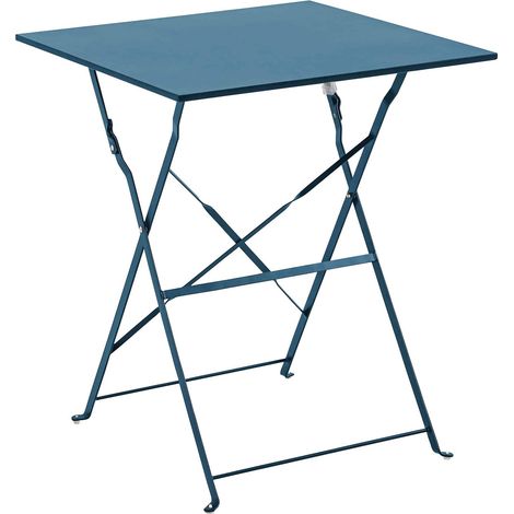 Oviala – Table de jardin pliante carrée en acier 60 cm – Résistante à l'humidité – Structure pliable – Pour 2 à 4 personnes – Peinture époxy anti-rouille (1/5)