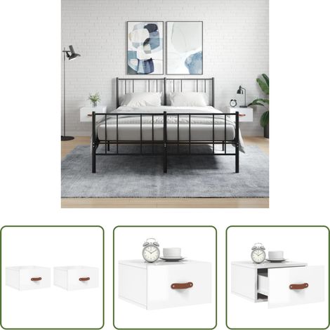 Wandmontage - Wand-Nachttische 2 Stk. Hochglanz-Weiß 35x35x20 cm (1/5)