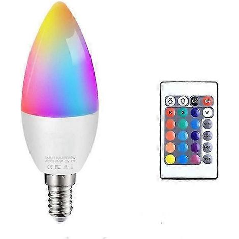 Neue intelligente RGB-LED-Lampe mit Farbwechsel und Fernbedienung, Fassung E12/E14/E26/E27/B22 für den Innenbereich, 2024 (E12)