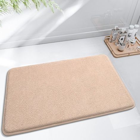 Tappetino da bagno in memory foam, morbido e antiscivolo, lavabile, tappetino assorbente spesso per vasca da bagno e doccia - 40 x 60 cm, color kaki. (1/5)