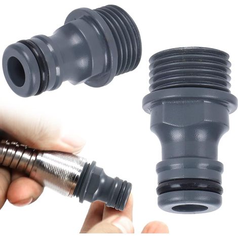 Set di 2 connettori per tubo da giardino - Connettore per tubo da giardino - Connettore per tubo G1/2 - Filettatura maschio per rubinetto - Adattatore per tubo da giardino (plastica ABS)