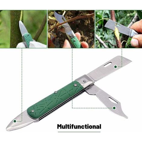 Ulisem Couteau de Greffage Pliant, Couteau de Greffage, Couteau de Jardin, Couteau Pliable Greffe D'élagage, Couteau Greffe Lame Double, Couteau de Jardinage de Greffage, Outil de Greffage de Jardin