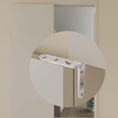 Charnière pivotante argentée brossée à 270 degrés, jeu gauche + droite, 130 lb, pour armoires/portes battantes/portes de café/pub/clôtures (1/5)