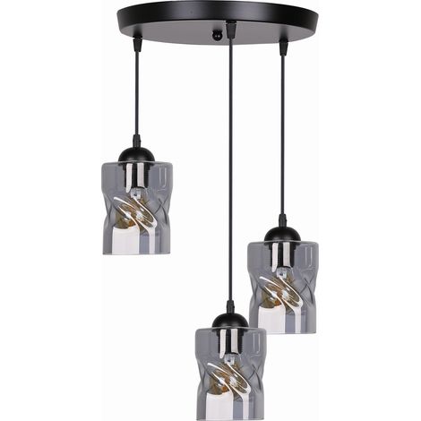 Lampadario Candellux Felis 3xE27 nero/grigio vetro (1/2)