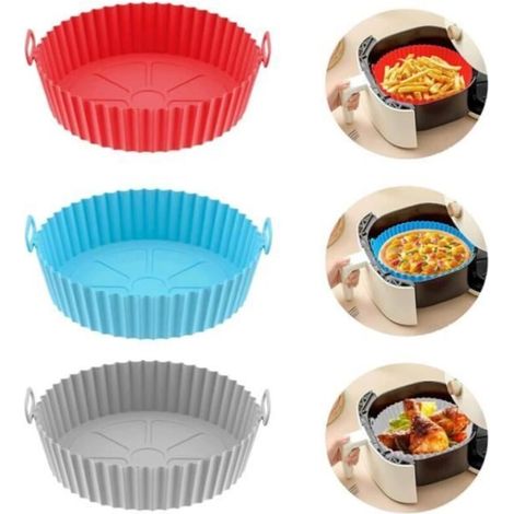 Paquet de 3 Moule Silicone Air Fryer, les Moule Air Fryer pour Friteuse à Air de 8 Pouces Sont Réutilisables. Accessoires Air Fryer (1/4)