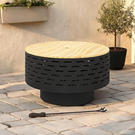 Brasero 3-en-1 en acier inoxydable avec grille et couvercle gris (1/5)