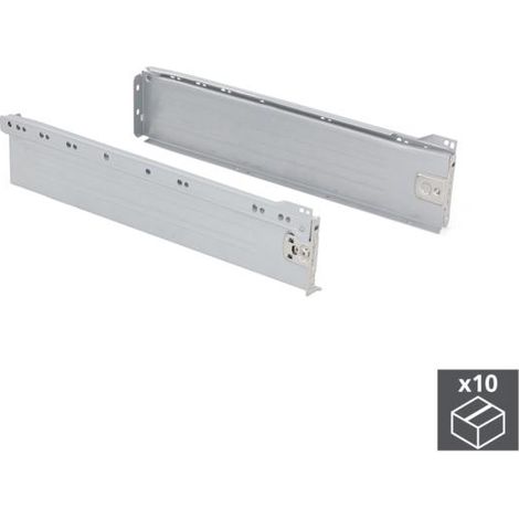 Lote de 10 cajones de cocina Ultrabox, altura 86mm, profundidad 350mm, Acero, Gris metalizado -