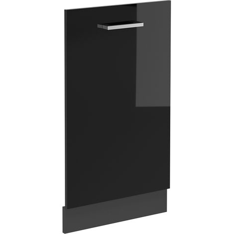 Façade de lave-vaisselle R-Line, Noir Haute brillance, 45cm sans PT, Vicco