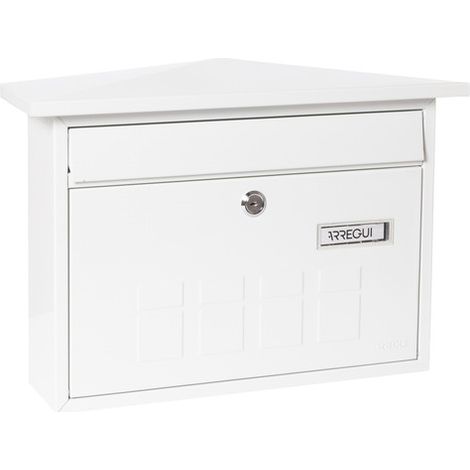 ARREGUI Deco E5701 Buzón Exterior de Acero, Tamaño M (Correo DIN A4 y Revistas), Buzón de Correo Mediano, Buzón de Pared de Fondo Estrecho, Antilluvia, Fácil de Instalar, Blanco (1/5)