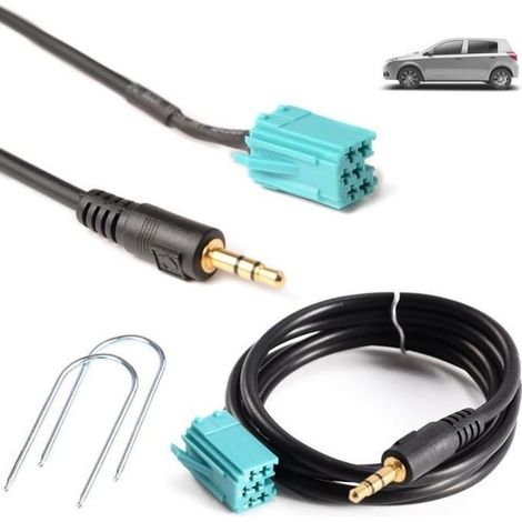 3,5mm Câble AUX autoradio adaptateur Musique Audio pour Renault Clio Noir (1/3)