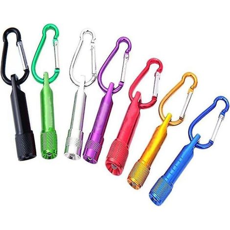 Taschenlampen-Schlüsselanhänger (7er-Set), Mini-Taschenlampe mit Karabinerhaken, tragbar und farbenfroh, ideal zum Wandern, Klettern und für Geburtstagsfeiern. (1/5)