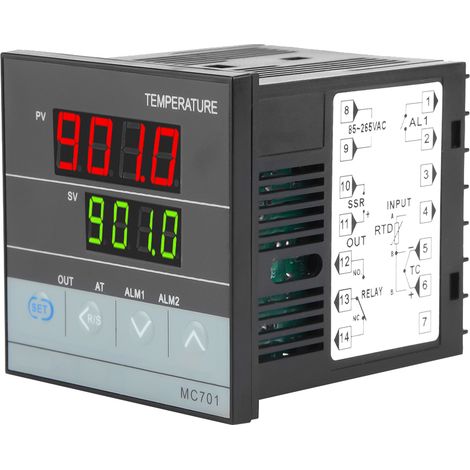 Régulateur de température numérique PID MC701, entrée capteur PT100 type K, sortie relais SSR