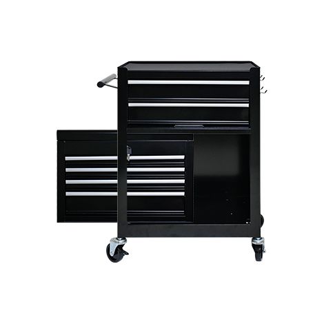 Coffre à outils mobile noir 6 tiroirs, grande capacité, armoire de rangement sur roulettes pour atelier