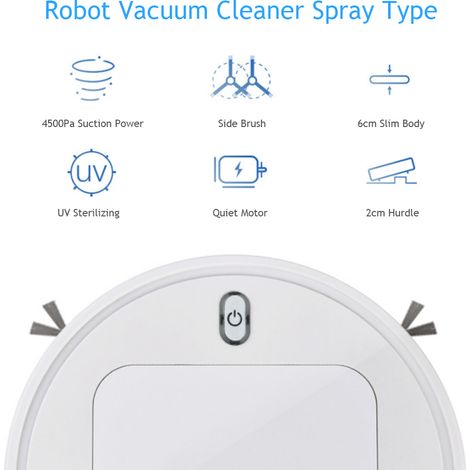 Ortviai Robot Aspirateur Balai avec Pulvérisation, UV et Nettoyage Automatique pour Sol Dur (Carrelage/Bois/Marbre), Blanc