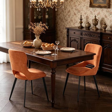 Lot de 2 chaises de salle à manger 43x40x86 cm en chenille orange, design contemporain FloraGrace (1/5)