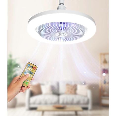Ventilateur de plafond silencieux avec éclairage LED 30W – 3 vitesses réglables – Télécommande incluse – Installation facile E27 – Madeira
