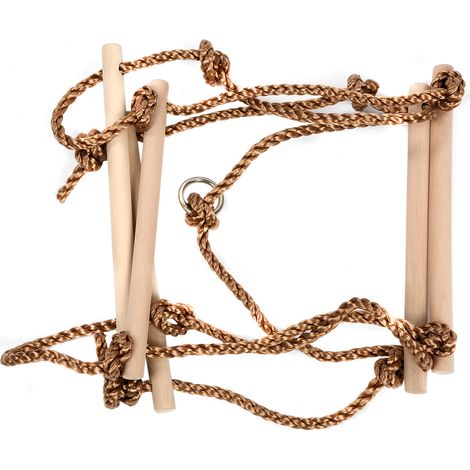 Échelle de Corde en Bois 5 Échelons - Jouet Sportif Extérieur pour Enfants, Équipement de Fitness et Loisirs (1/5)