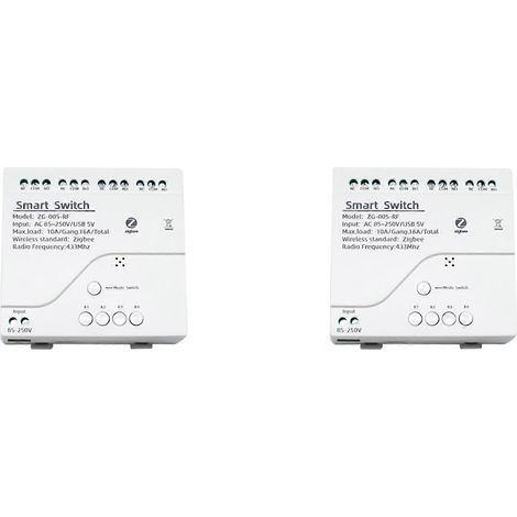 Module de 4 interrupteurs intelligents Zigbee 4 canaux, alimentation AC 85-250 V, RF433, réception de relais 10 A, compatible avec Alexa et Tuya Smart Life. (1/5)
