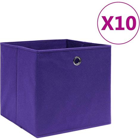 Boîtes de rangement 10 pcs-Coffre de rangement-Stockage Rangement Tissu intissé 28x28x28 cm Violet 508206 (1/5)