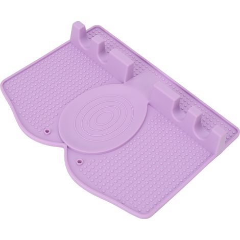 Repose-ustensiles en silicone résistant à la chaleur et antidérapant avec coussinet anti-gouttes pour ustensiles de cuisine (cuillères, pinces, etc.), violet clair (1/5)