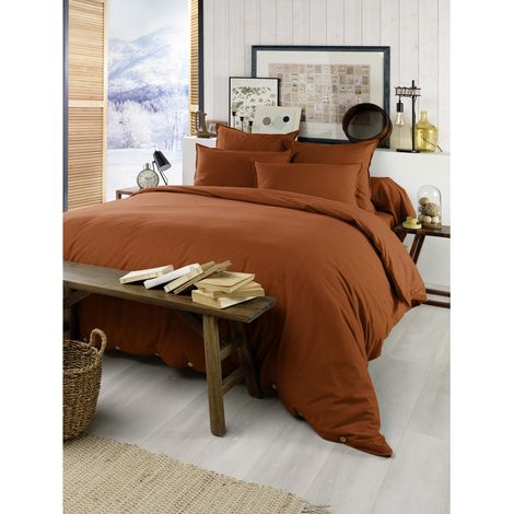 Housse de couette chaude en flanelle 260 x 240 cm Candice Orange (1/5)
