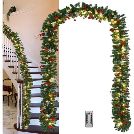 SWANEW Ghirlanda di Natale Ghirlanda di abete Decorazione natalizia per interni ed esterni Ghirlanda artistica 5m 100 LED con telecomando + decorativo (1/5)