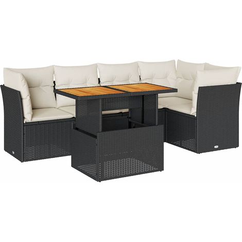 Maison Exclusive - Set Divano da Giardino 6 pz con Cuscini Nero in Polyrattan (1/5)